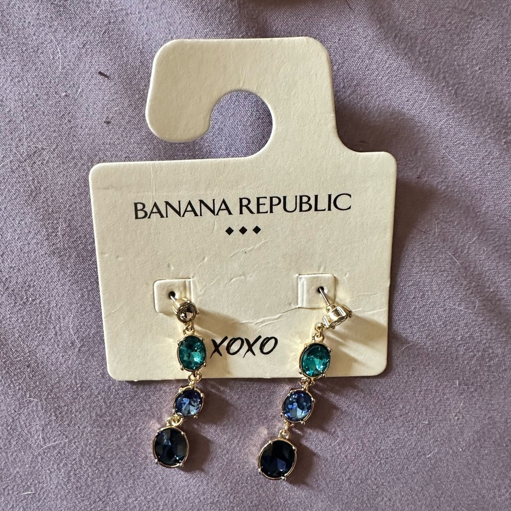 Brand new with tags, Banana Republic blue toned earrings